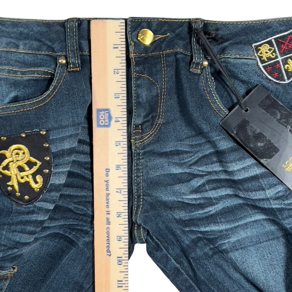 Rocawear 1999 Jean Skinny Cargo MidRise Size 7 Stretch Denim Hip Hop 90s Logo - Picture 5 of 7